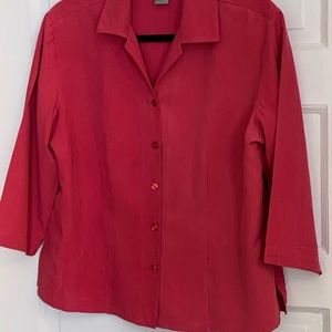 Studio Nexx silk shirt 3/4 sleeves button up L pink